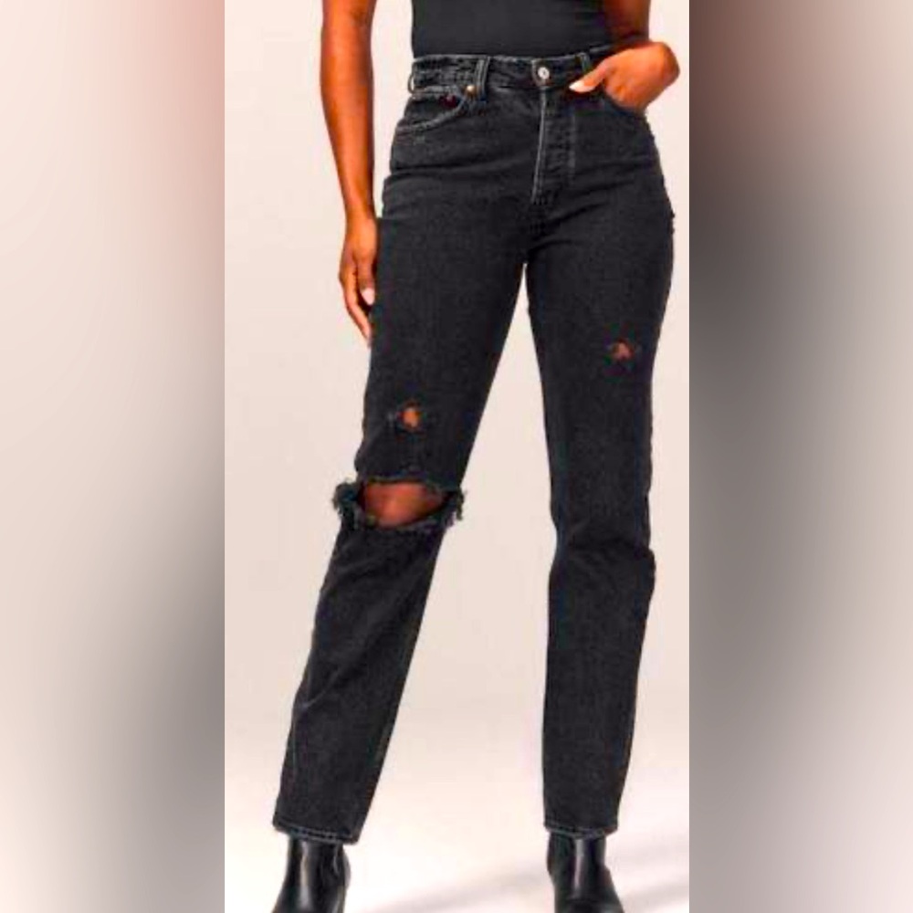 Abercrombie & Fitch Curve Love The Dad High Rise women’s black denim size 27 (4)